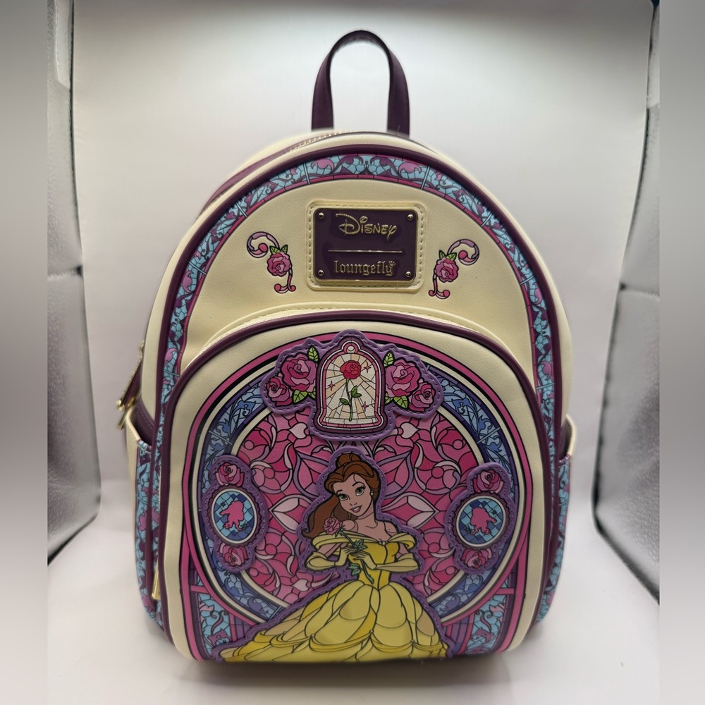 Loungefly Disney Beauty and the Beast Belle Stained Glass Portrait Mini Backpack